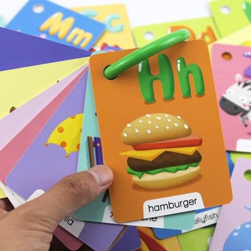 Cartoon Animals 26 ABC Baby Learning Cards Infant Kids Letter Flash Cards Kindergarten Literacy Game Montessori Educational Toy