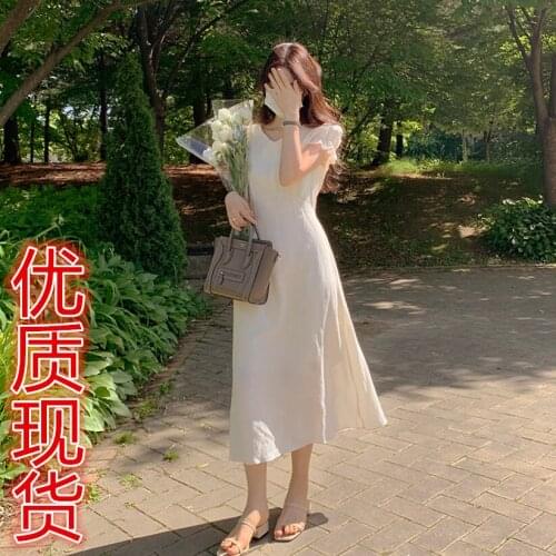 V-Neck Short Sleeve Elegant Summer Party Dress Women Short Sleeve Casual Long Midi Dress Korean Office Lace Up Cotton Linen