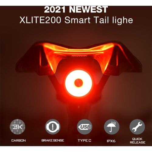 Enfitnix Xlite200 Smart Bicycle Tail Light Automatic Brake T600 Carbon Fiber Lightweight Ultra Bright Led Warning Night Light