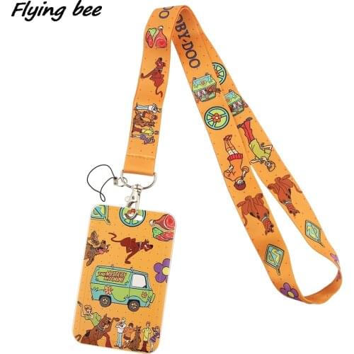 Flyingbee X1676 Funny Cartoon Dog Lanyard Card ID Holder Car KeyChain ID Card Pass Gym Phone Badge Key Ring Holder Jewelry