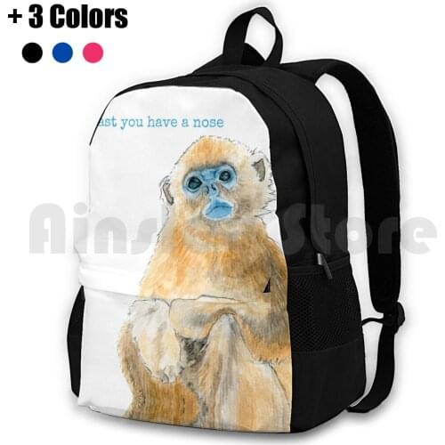 Good News From A Golden Snub Nosed Monkey Outdoor Hiking Backpack Waterproof Camping Travel Good News Get Well Monkey Golden
