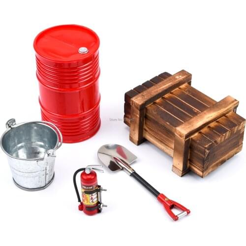 Simulated Decoration Oil Drum Tool Fire extinguisher Wooden Box Shovel for TRX4 Defender SCX10 90046 90047 MST Jimny VS4 RC Car
