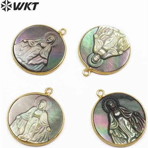 JP085 WKT New Arrival Trendy Natural Shell Circle And Gold Decorative Connector Can Make Exquisite Necklace Jewelry