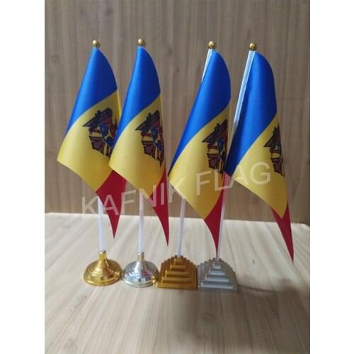 KAFNIK,5/10pcs a lot Moldova table desk flag banner 14*21cm flag /Plastic flags or suction cups for your choice free shipping