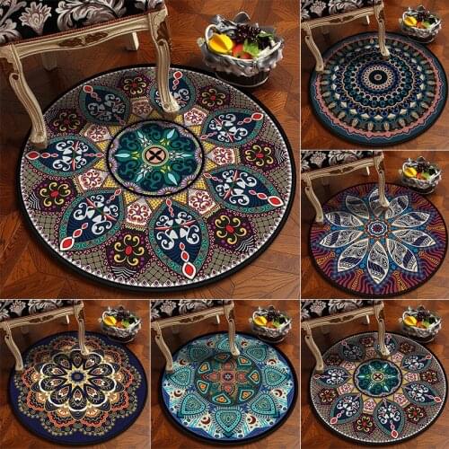 Mandala Flower Round Carpets For Living Room Bedroom Area Rug Bohemian Style 3D Print Home Chair Computer Floor Decor Mat Carpet