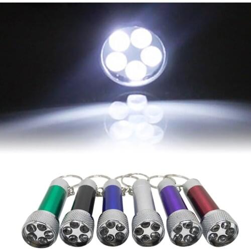 Mini LED Flashlight Outdoor Camping Hiking Walking Portable Pocket Hand Torch with Key Ring Aluminum Alloy 5LEDs Flashlight