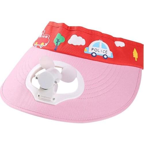 Unisex Cartoon Car Kids Summer Outdoor Anti-Sun Cap Wide Brim Hat with Cooling Fan Baseball Hat Outdoor Hiking Casquette Hats