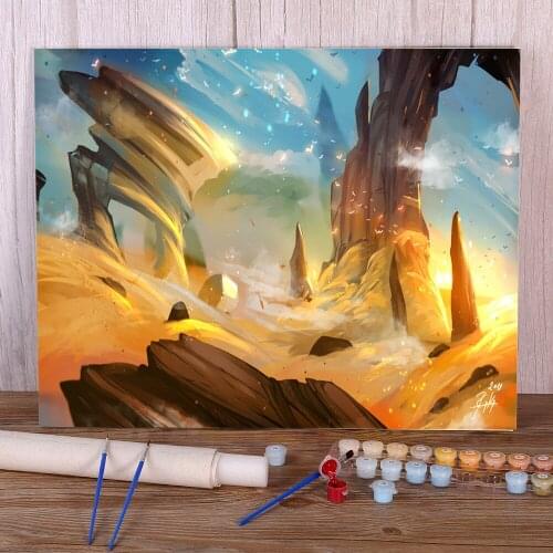 Scenery Desert Coloring By Numbers Painting Complete Kit Oil Paints 50*70 Canvas Pictures New Design For Kids Handiwork