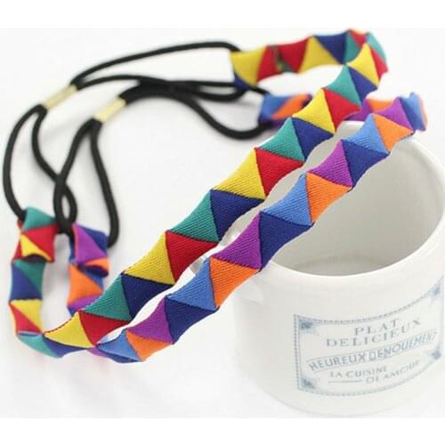 New Personality Creative Fashion Bright Color Stitching Triangle Geometric Headband Hair Band Headwear
