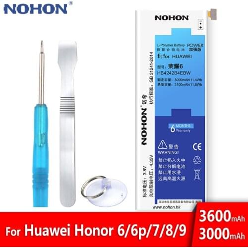 NOHON HB4242B4EBW HB366481ECW Battery For Huawei Honor 6 6Plus 7 8 Lite 9 Lite P9 P10 Lite Replacement Mobile Phone Bateria