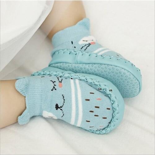 Baby Shoes Socks Kids Indoor Floor Socks with Leather Sole Anti Slip Newborn Cute Cartoon Shoes Slippers Baby Rubber Sole Socks