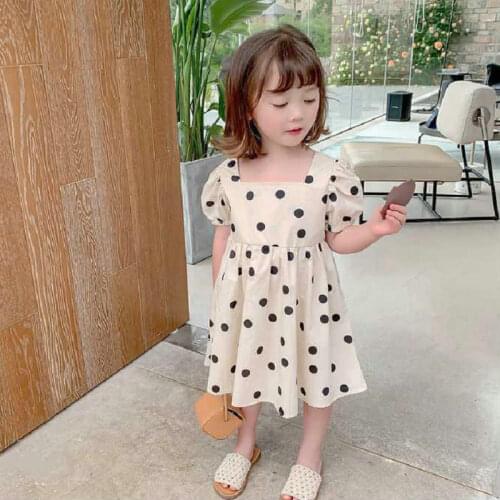 2021 summer new arrival girls fashion dot dress kids korean design dresses