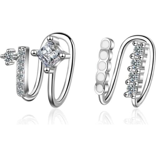 New Geometric Zircon Ear Clip Earless Hole Earrings For Women Trend Creative 925 Sterling Silver Party Gifts Jewelry SAE364