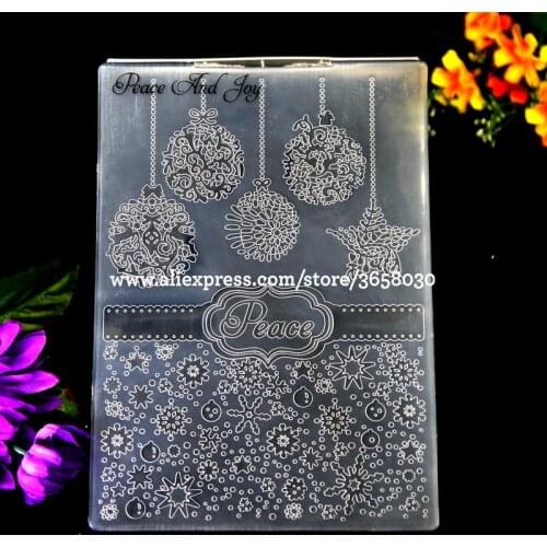 Christmas Peace And Joy Plastic Embossing Folder For Scrapbook DIY Album Card Tool Plastic Template 12.5x17.8cm 8070865