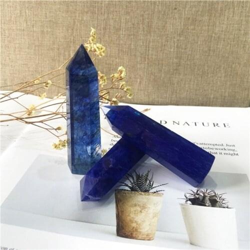 Blue Smelting Wand Point Quartz Crystals Healing Reiki Gemstones Feng Shui Home Decoration Stones