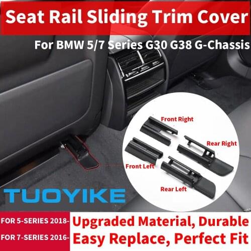 Black ABS Car Seat Rail Trim Cover Sliding Track Bonnet Front Rear / Left Right For BMW NEW 5 / 7 series G30 G38 G11 G12 2018