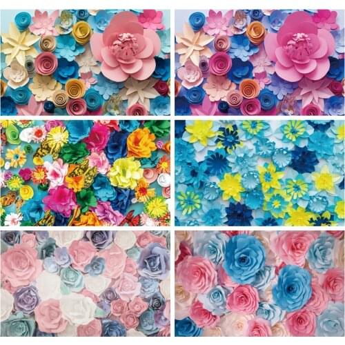 Colorful Paper Flowers Blossom Photographic Backgrounds Birthday Party Backdrops Baby Shower Newborn Portrait Photozone Props
