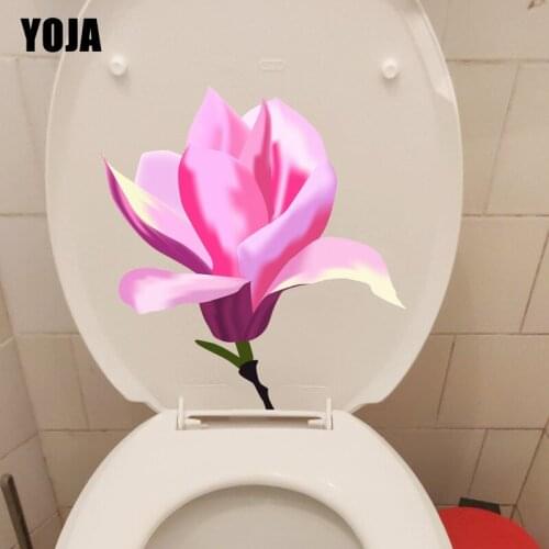 YOJA 22.2X23.4CM Cartoon Magnolia Exquisite Toilet Sticker WC Decor Home Room Wall Decal T1-1902