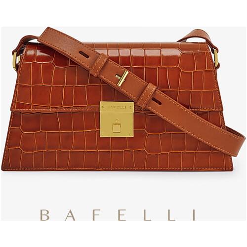 BAFELLI Womens Shoulder Bag 2021 New Fashion Leather Luxury Crocodile Leather Grain Crossbody Female Bag Leather Bag