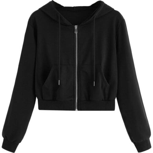 Womail sweatshirt women hoodies sweatshirts pullover Women Casual Solid Long Sleeve Zipper Pocket Shirt Hooded Tops D300728