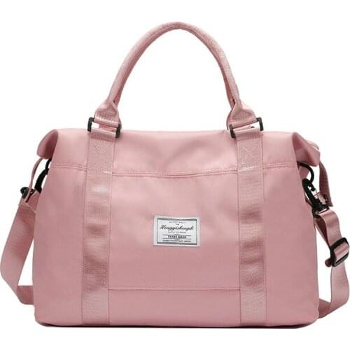 Womens Travel Bags Large Pink Oxford Waterproof Carry-on Baggage Handbags Dry-wet separation Sport Yoga Fitness Bag