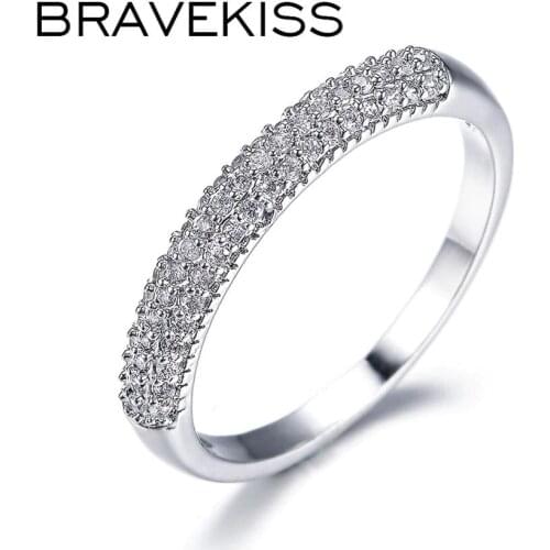 BRAVEKISS fashion pave cristal rings wedding bands engagement eternity rings band with crystals for women bague anillos BUR0022