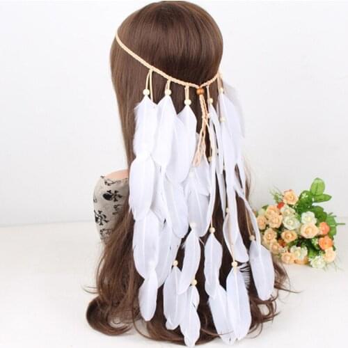 Best Selling Nordic Style Feathers Tassel Headband Hair Rope Headdress Headwear Tribal Hippie Party Hair Accessories 1PC