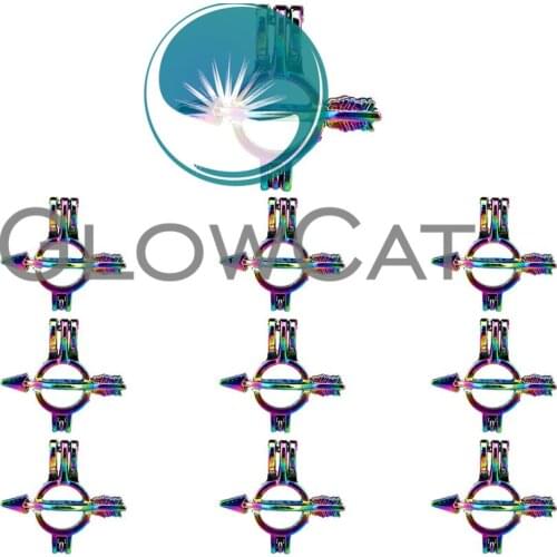 10x C603 Rainbow Colors Arrow Ball Pearl Cage Locket Pendant Essential Oil Diffuser Bead Cage DIY Jewelry Locket For Oyster