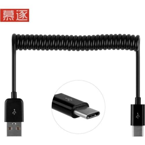 1M3M USB-C Typ C Kabel Coiled Frühling Typ-C Spirale Versenkbare Verlängerung Kabel Daten Sync Ladekabel für Samsung galaxy S9 S