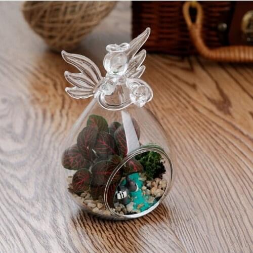 27pcs/pack Angel Shaped Glass Terrarium Vase Home Decoration Creative Candle Holder Wedding Props Friend Gift