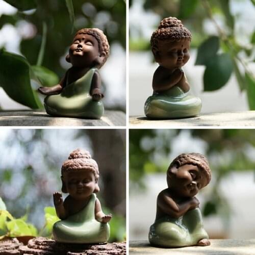 4PC Fairy Garden Ceramic Small Budda Miniature Accessories - Mini garden miniatures - terrarium supply Buddhist monk