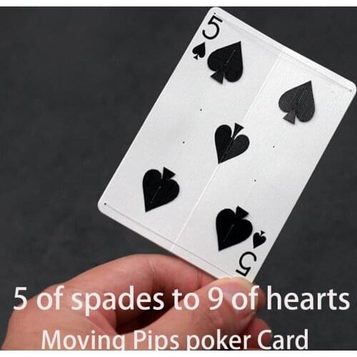 5 of spades to 9 of hearts Moving Pips poker Card Magic Tricks Card Change Magie Illusion Gimmick Props Magica trucos de magia