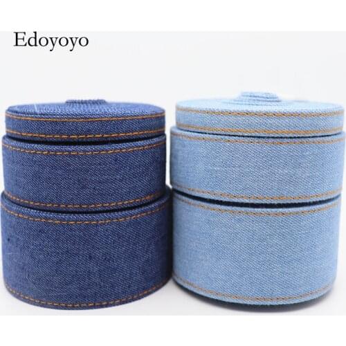 5 Yards 9MM/ 25MM/ 38MM Jumper Denim Fabric Ribbon For Hair Bows DIY Crafts Handmade Accessories M19072601