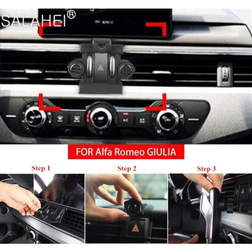 For Alfa Romeo GIULIA 17-20 Car Phone Holder Air Vent Clip Mount Mobile Smartphone GPS Stand Dashboard Support Auto Accessories