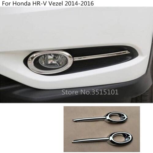 Car Detector ABS Chrome Front Fog Light Lamp Trim Frame Hood Moulding 2pcs For Honda HRV HR-V Vezel 2014 2015 2016 2017 2018