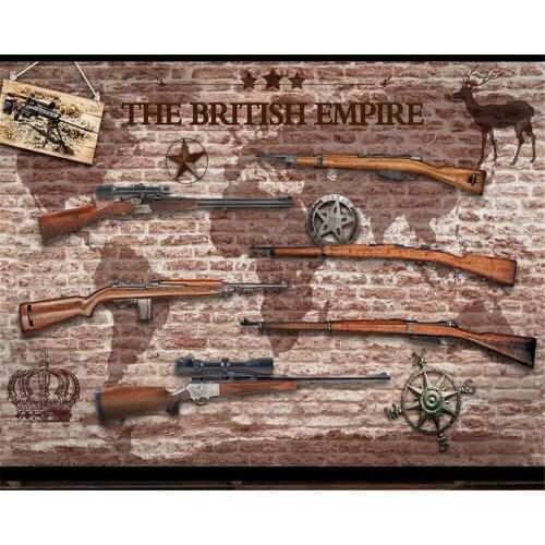 Beibehang 3 d wallpaper for walls European retro 3D solid brick wall gun lounge background wall photo wallpaper wallpaper kids