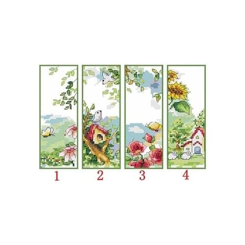 Flowers 2 Craft Stich Cross Stitch Bookmark Christmas Plastic Fabric Needlework Embroidery Crafts Counted Cross-Stitching Kit
