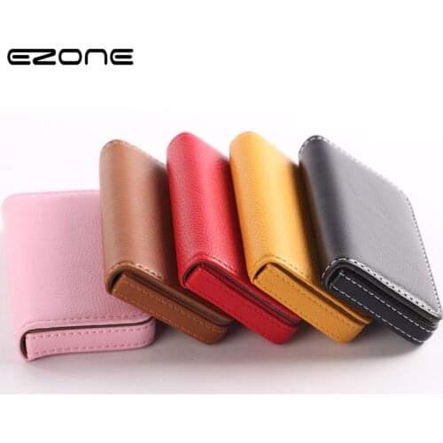 EZONE 1PC Business Card Holder PU Leather High Quality Card Bag High-end Rose Red/Apricot/Coffee 9 Color Magnetic Button Design