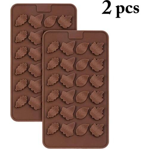 2pcs Candy Mold Maple Leaf Shaped Jelly Mold Non-Stick Homemade DIY Chocolate Mold Cake Dropper Cookie Brush Cocina Accesorio