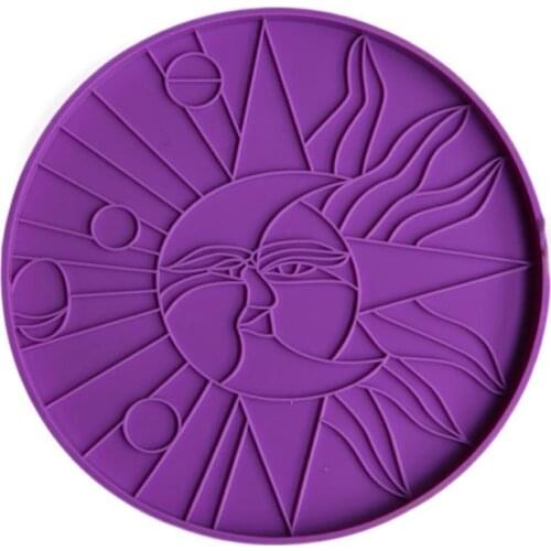 Crescent Moon and Sun Coaster Resin Mold Line Art Decorative Plate Resin Mold Sun with Star Face Tea Mat Silicone Molds