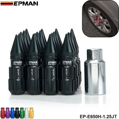 Racing Aluminum Lock Locking Lug Nuts With Spikes 20pcs 12x1.25 W/Key For Nissan Subaru Suzuki EP-E650H-1.25JT