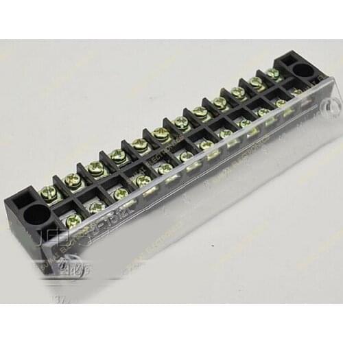Free shipping 2pcs 600V 15A Dual Row 12 Position Barrier Screw Terminal Block TB-1512 size:125*22*17.5mm