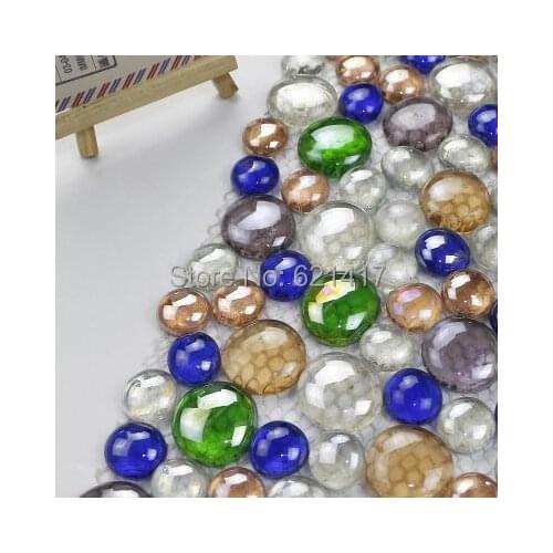 Circular glass crystal beads mosaic tiles for bathroom home improvement kitchen backsplash transparent bead HMGM1066