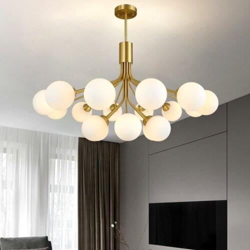 Nordic branch glass bubble shade chandelier lighting modern living room lamp bedroom romantic gold hanging lights fixture led