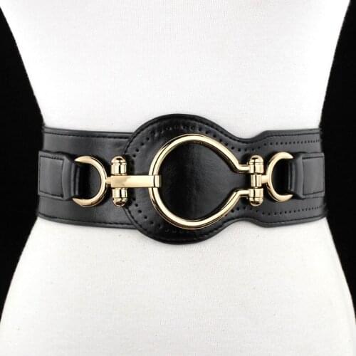 Fashion Tie-in Adornment Coat Belt Women Wide Waist Elastic Stretch Belts New Designer Golden Round Buckle Luxury WomenWaistband