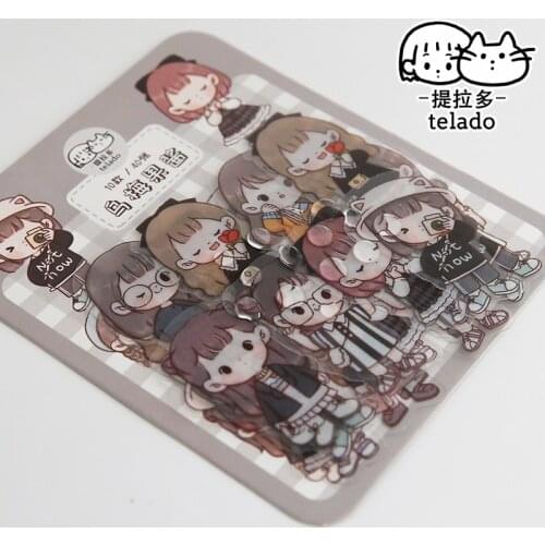 Yoofun 40 pcs AB Stickers Cute Outfit Naughty Girl Mini Wears Waterproof PET Sticky Label Diary Scrapbooking Journal Decoration