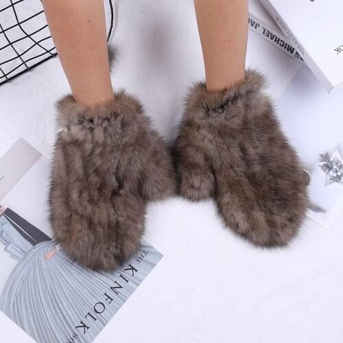 2020 New Women Winter Luxury 100% Sable Fur Gloves Kintting Mittens Girls Ski Gloves Warm Fur Mitts Russian Lady Wrist Glove