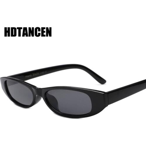 HDTANCEN Vintage Rectangle Sunglasses Women Cat Eye Designer Ladies Small Frame Black Red Sun Glasses Brand Retro Skinny Eyewear