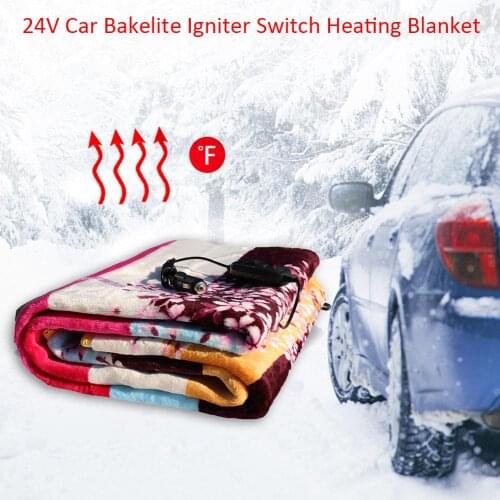 24V Car Electric Heating Blanket With Cigarette Lighter Electric Heating For Car Truck (Color Random Delivery)