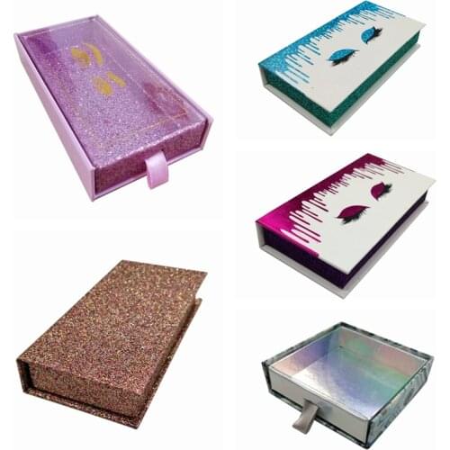 Wholesale False Eyelashes Packaging Box Custom Logo Fake 3D Mink Lashes Boxes 10 Pcs Faux Cils Strip Diamond Magnetic Case Empty